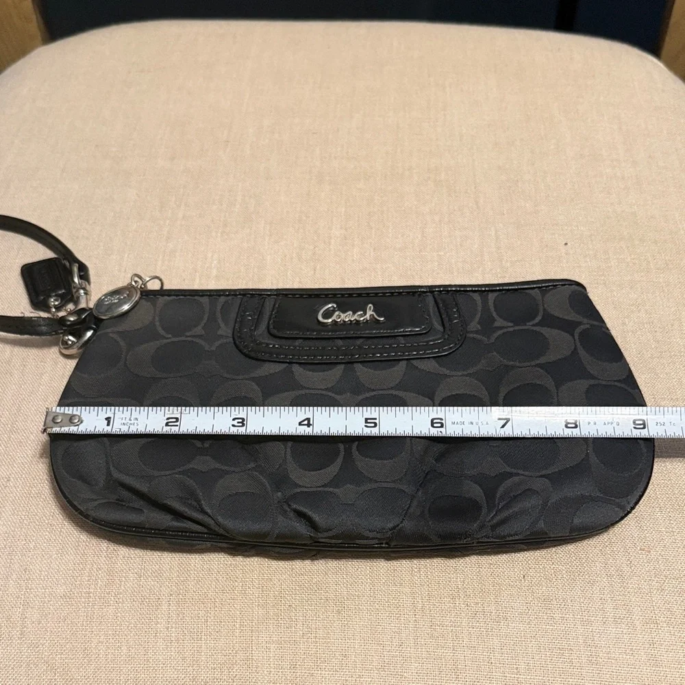 Coach Signature Black Wristlet Clutch